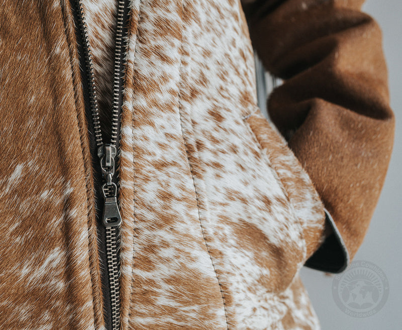 Cowhide Hair-On Jacket - Brown and White