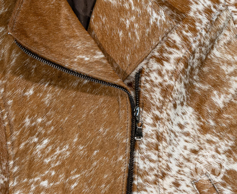 Cowhide Hair-On Jacket - Brown with fringe