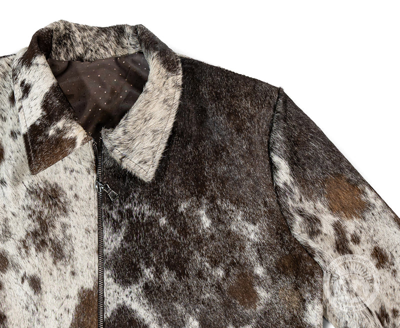 Cowhide Hair-On Jacket - Dark Brown and White