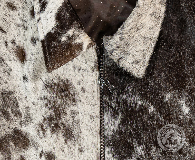 Cowhide Hair-On Jacket - Dark Brown and White