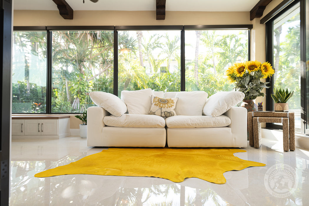 Dyed Yellow Cowhide Rug