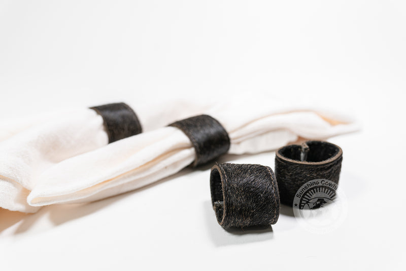 Cowhide Napkin Ring, Napkin Holder - SET OF 4