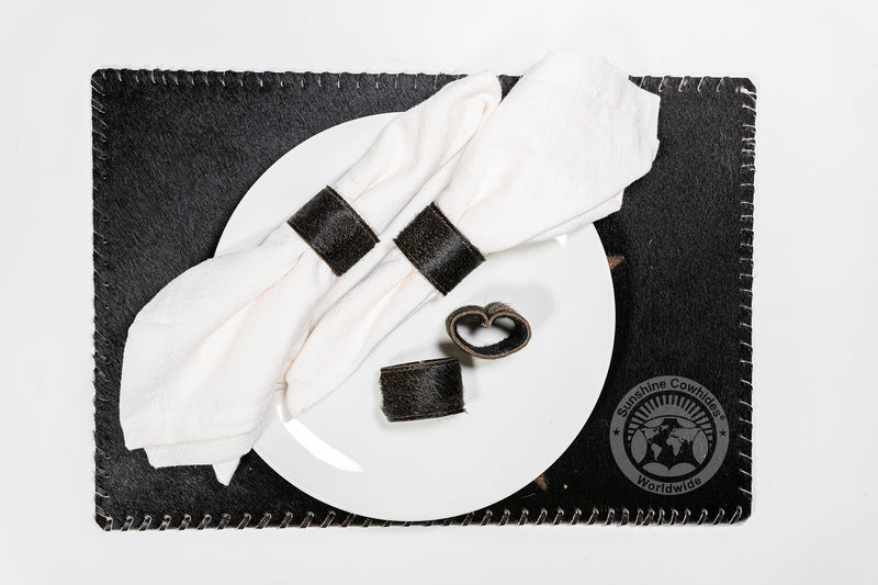 Cowhide Napkin Ring, Napkin Holder - SET OF 4