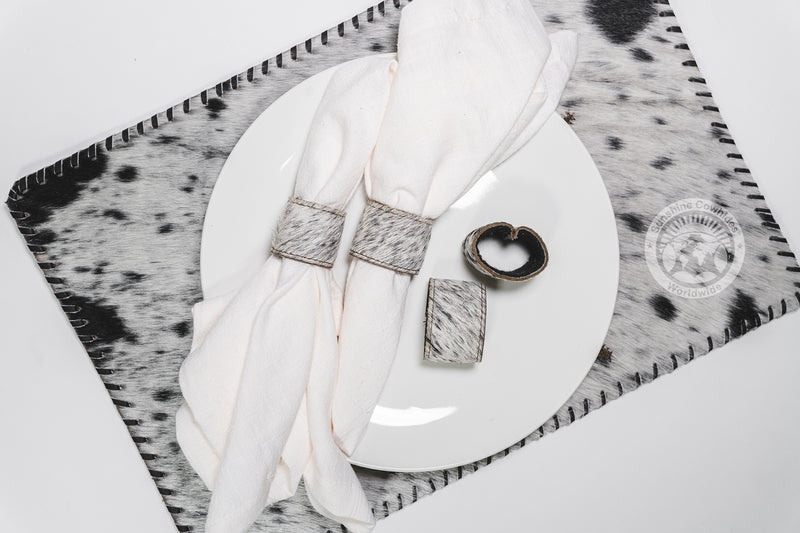 Cowhide Napkin Ring, Napkin Holder - SET OF 4