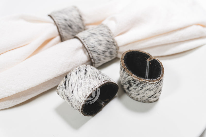 Cowhide Napkin Ring, Napkin Holder - SET OF 4