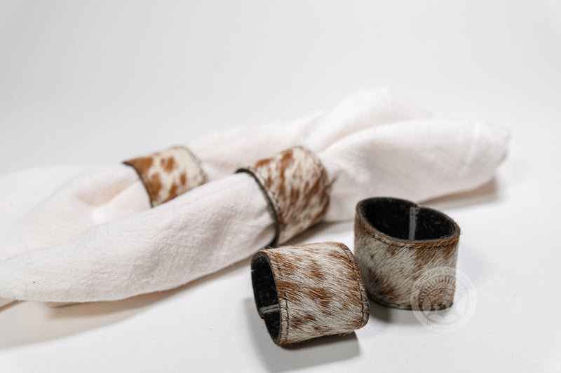 Cowhide Napkin Ring, Napkin Holder - SET OF 4