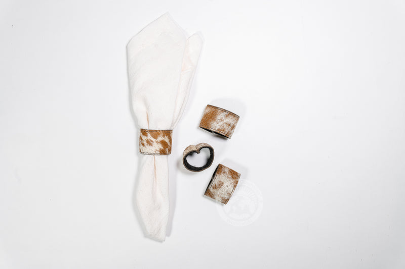 Cowhide Napkin Ring, Napkin Holder - SET OF 4