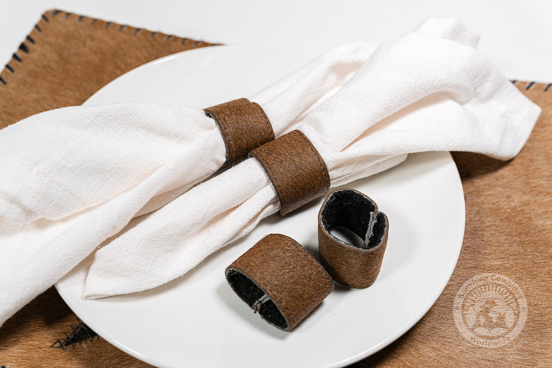 Cowhide Napkin Ring, Napkin Holder - SET OF 4