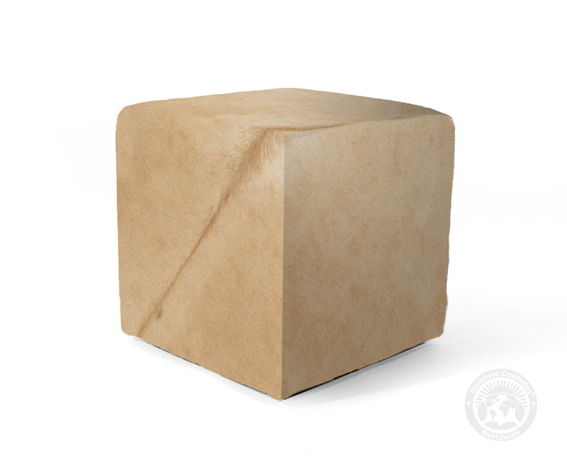Cowhide Ottoman/ Pouf - Palomino