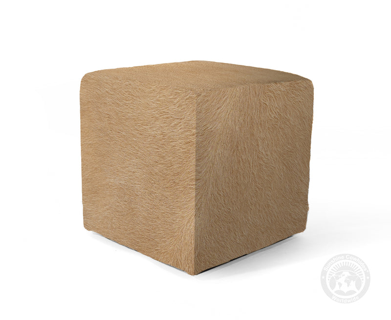 Cowhide Ottoman/ Pouf - Palomino