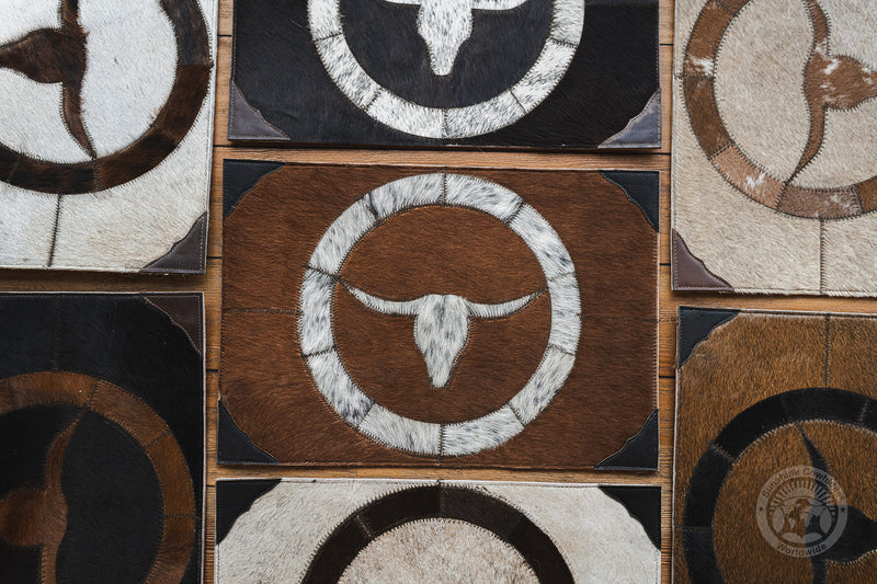 Cowhide Placemat LongHorn 14x17" - Set of 2, 4 or 6 Units