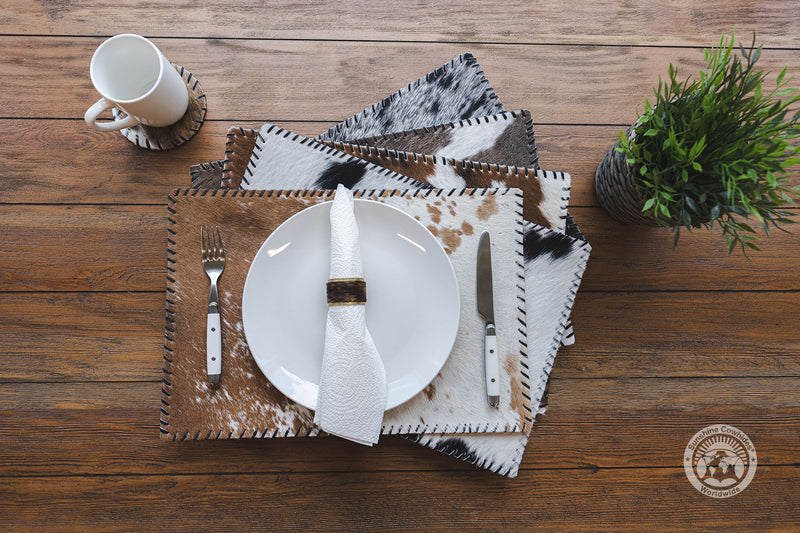 Cowhide Placemat Plain 14x17" - Set of 2, 4 or 6 Units