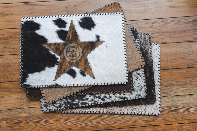 Cowhide Placemat Star 14x17" - Set of 2, 4 or 6 Units