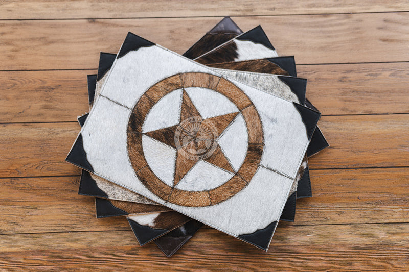 Cowhide Placemat Star 14x17" - Set of 2, 4 or 6 Units
