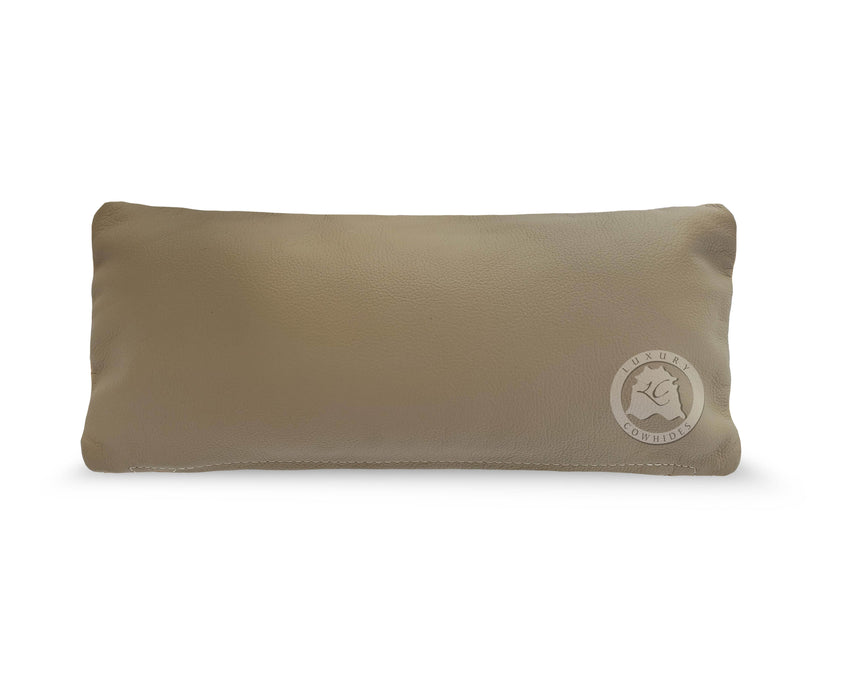 Solid Beige Cowhide Pillow Cover, 7" x 15"