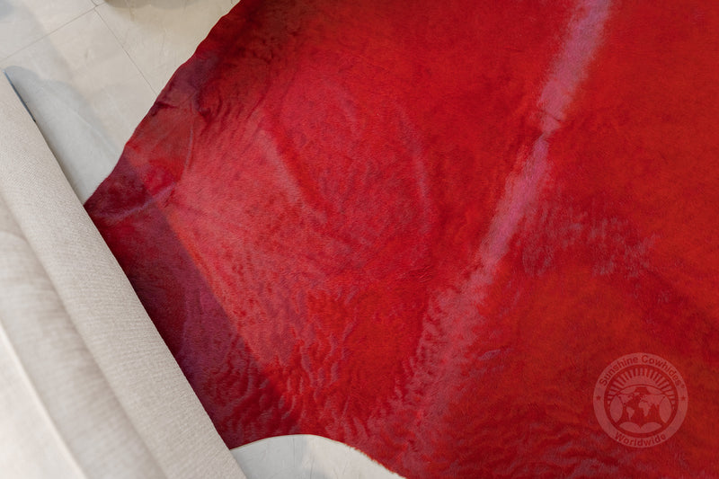 Dyed Red Cowhide Rug