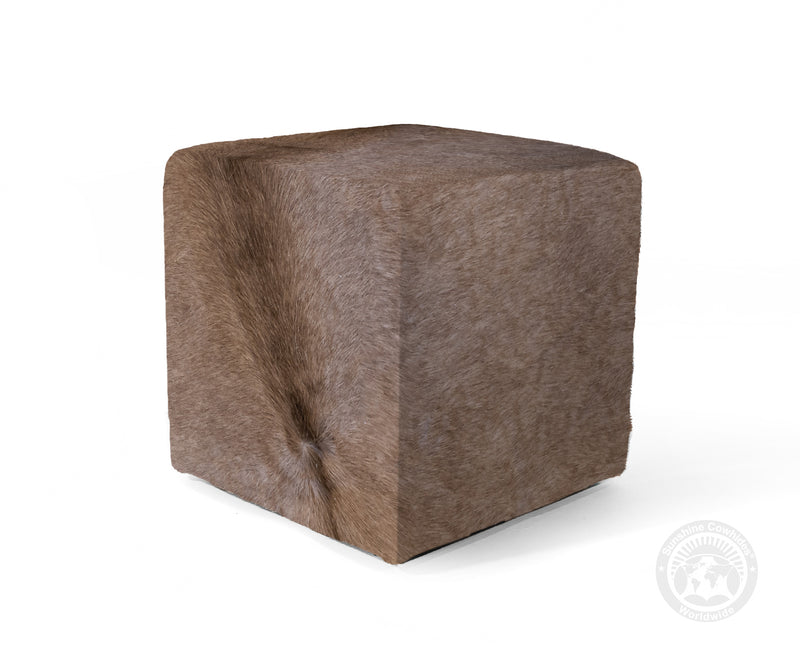 Cowhide Ottoman/ Pouf - Taupe