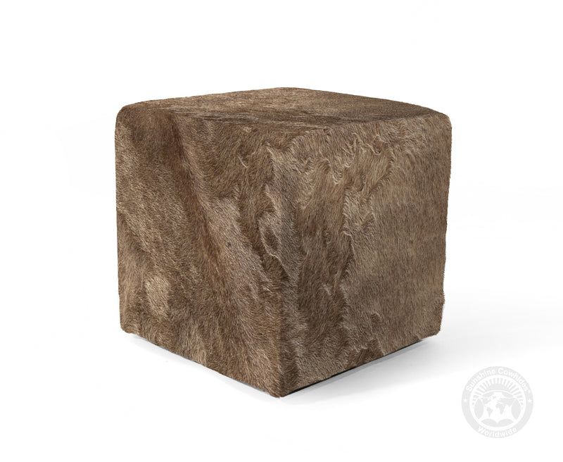 Cowhide Ottoman/ Pouf - Taupe