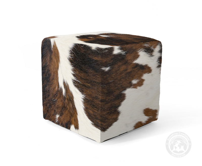 Cowhide Ottoman/ Pouf - Tricolor