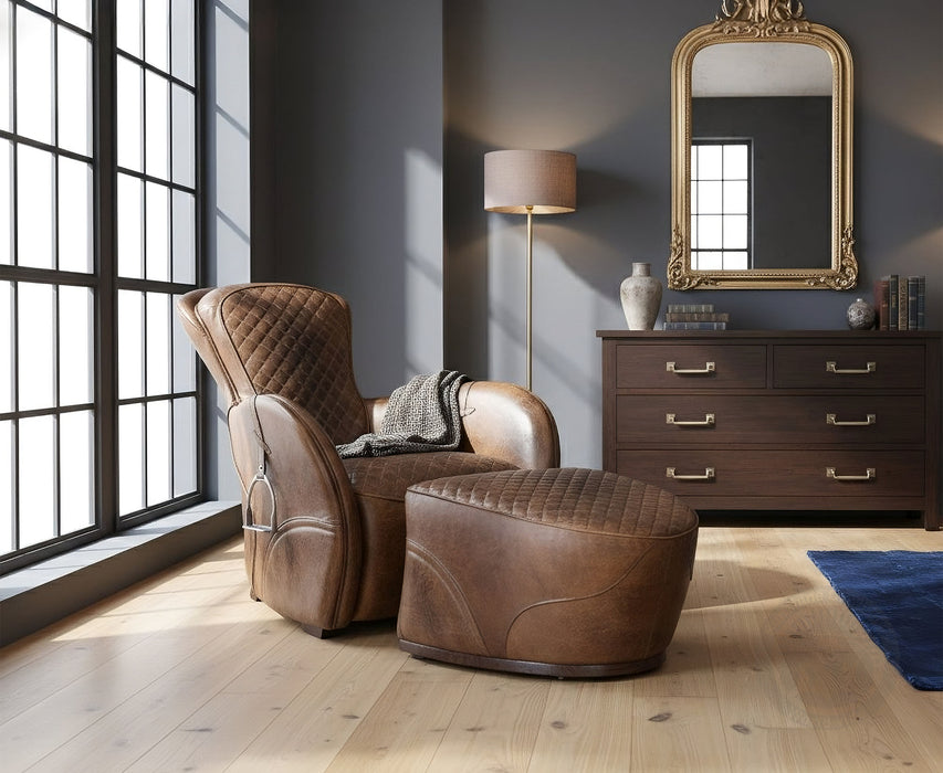 Saddle Chair & Ottoman – Crafted in Leather