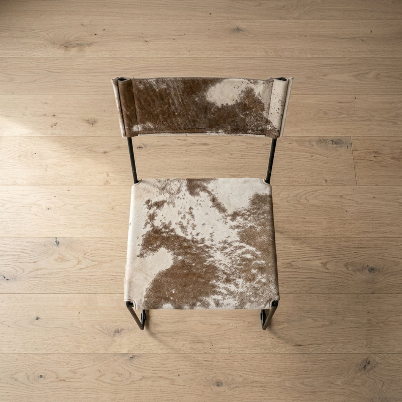 One Wire Genuine Cowhide Leather Dining Chair - Marble Dark