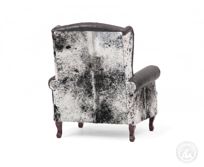 Farmhouse Wingback Chair - Salt and Pepper Black and White