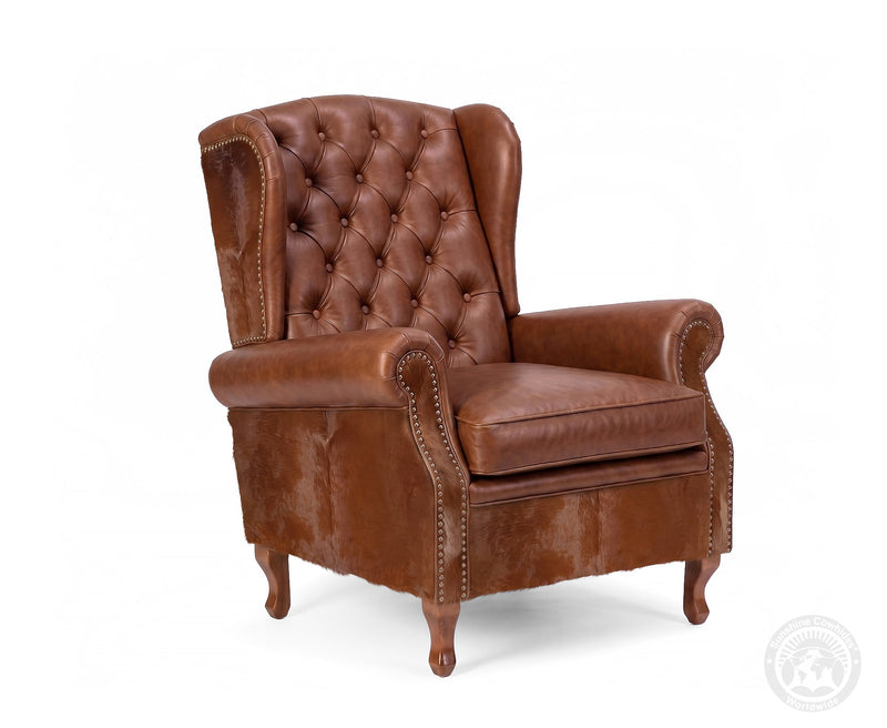 Farmhouse Wingback Chair - Brown Solid