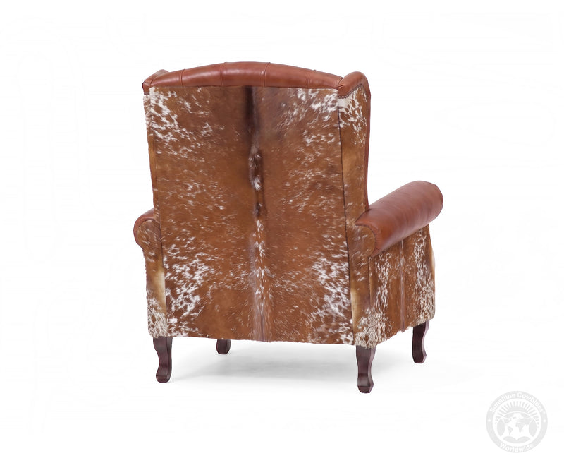Farmhouse Wingback Chair - Salt and Pepper Brown and White
