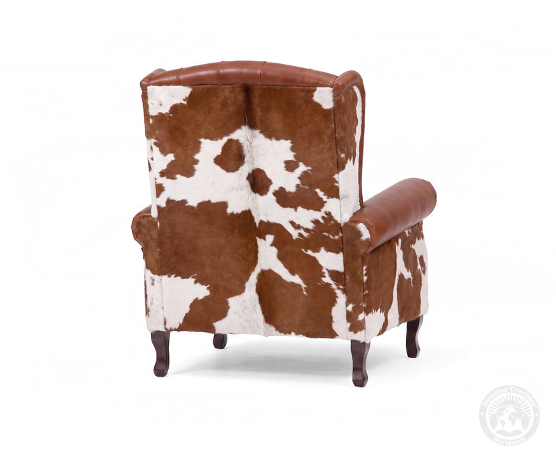 Farmhouse Lounge Chair - Brown and White