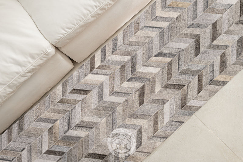 Grey - Designer Rug - Runner - Chevron