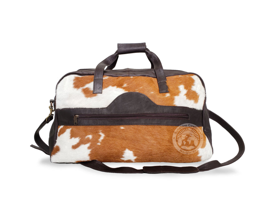 Cowhide Duffle Bag - Brown and White