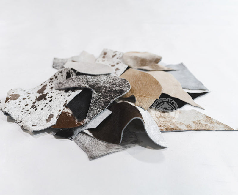 Cowhide Scraps - Assorted Colors - Irregular Shape. - Top Quality