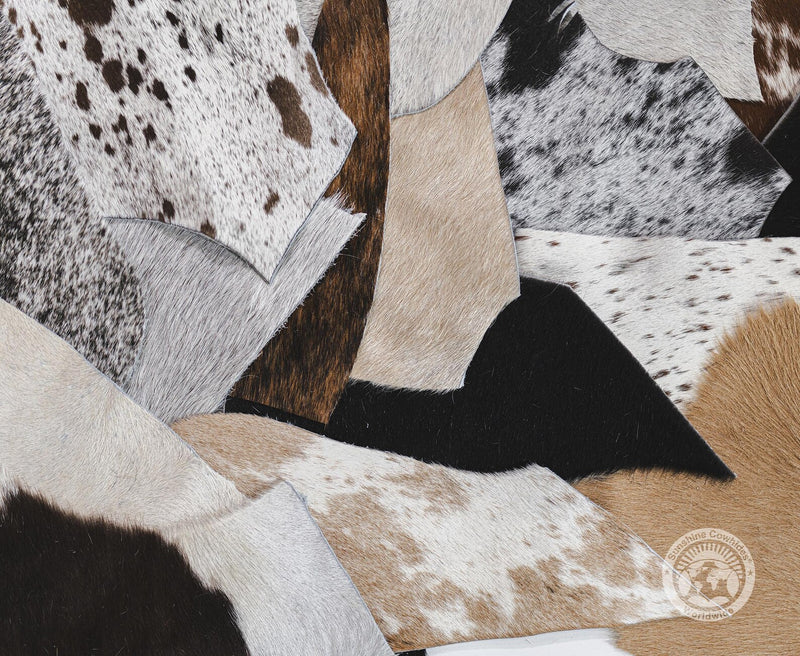 Cowhide Scraps - Assorted Colors - Irregular Shape. - Top Quality