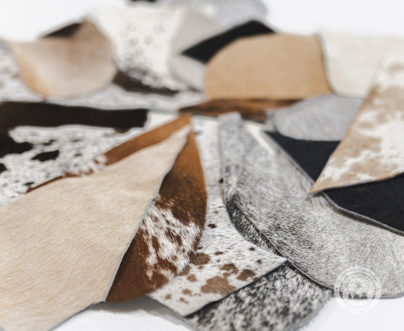 Cowhide Scraps - Assorted Colors - Irregular Shape. - Top Quality