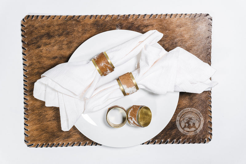 Cowhide Napkin Ring, Rustic Copper - SET OF 4