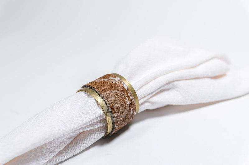 Cowhide Napkin Ring, Rustic Copper - SET OF 4