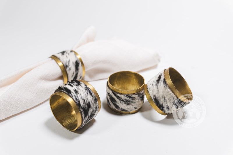 Cowhide Napkin Ring, Rustic Copper - SET OF 4