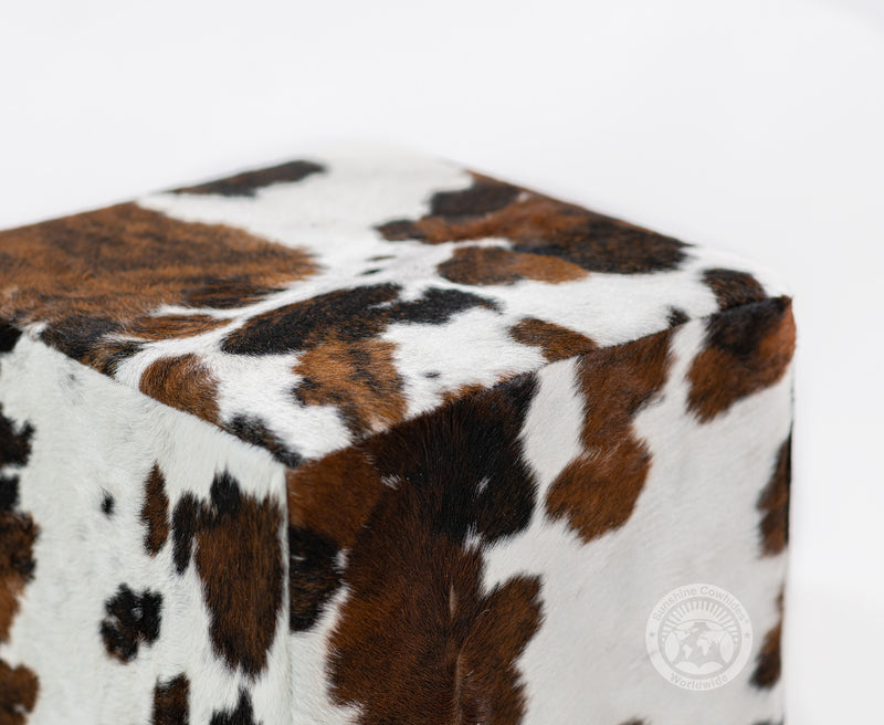 Cowhide Ottoman/ Pouf - Tricolor