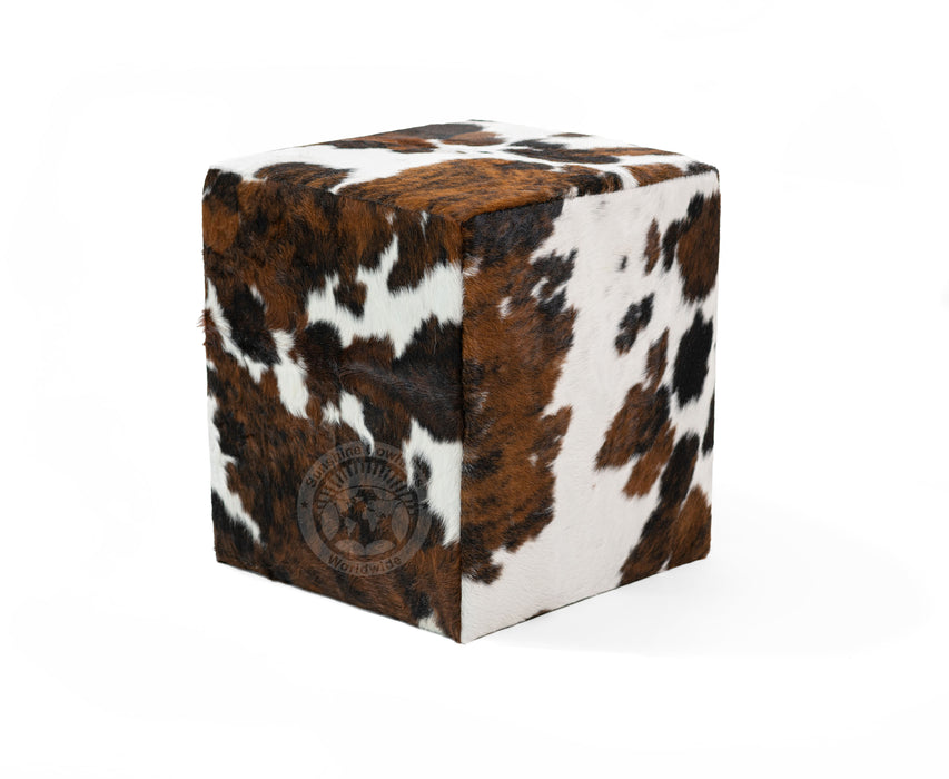 Cowhide Ottoman/ Pouf - Tricolor