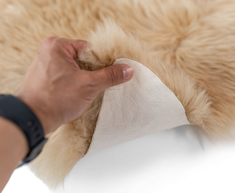 Real Sheepskin Rug, Beige - Thick Hair