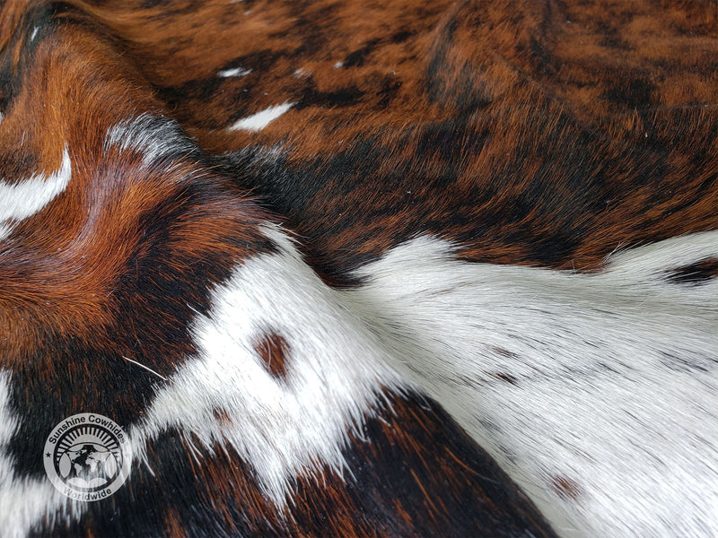 Tricolor White Backbone Cowhide Rug