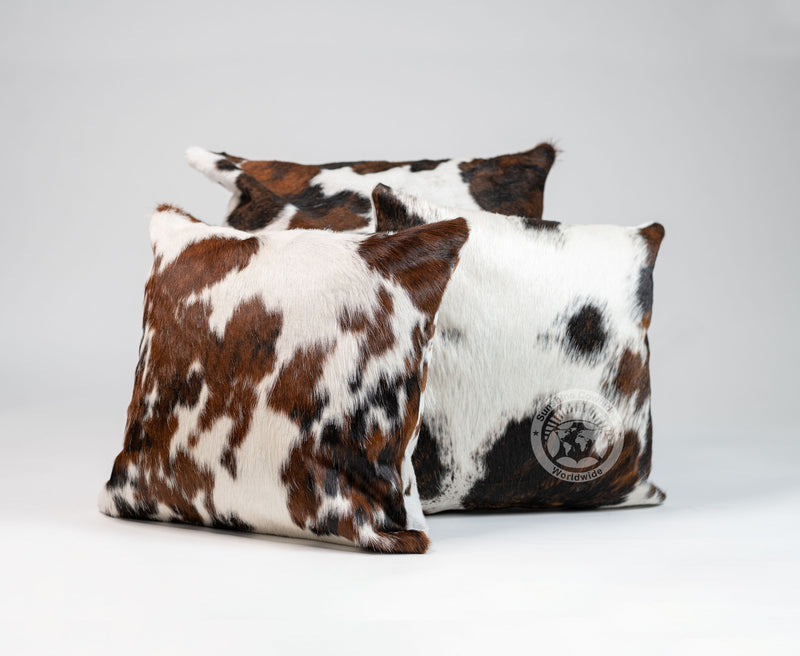 Tricolor Cowhide Pillow Cover