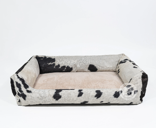 Tricolor Cowhide Pet Bed, 46X34X10.5"