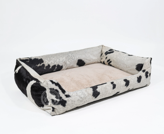 Tricolor Cowhide Pet Bed, 46x34x10.5"
