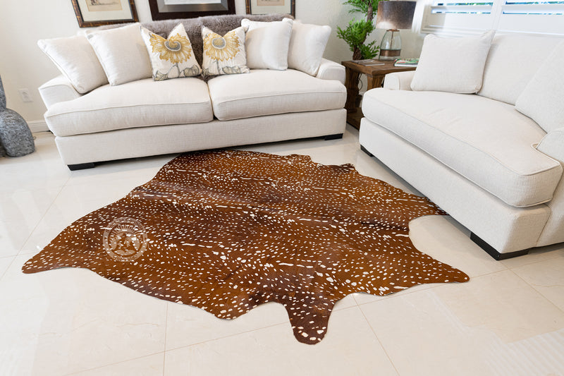 Deer on Caramel Cowhide Rug