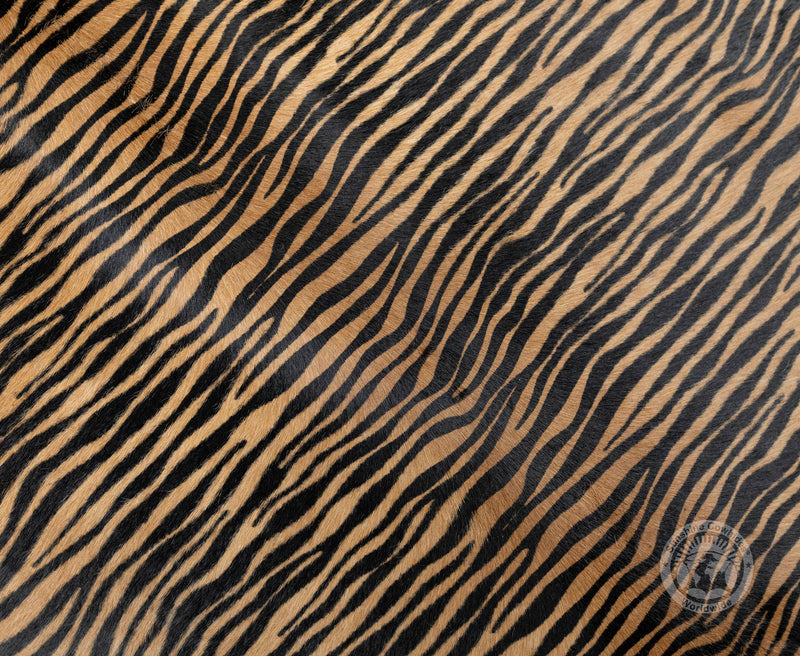 Baby Tiger on Caramel Cowhide Rug