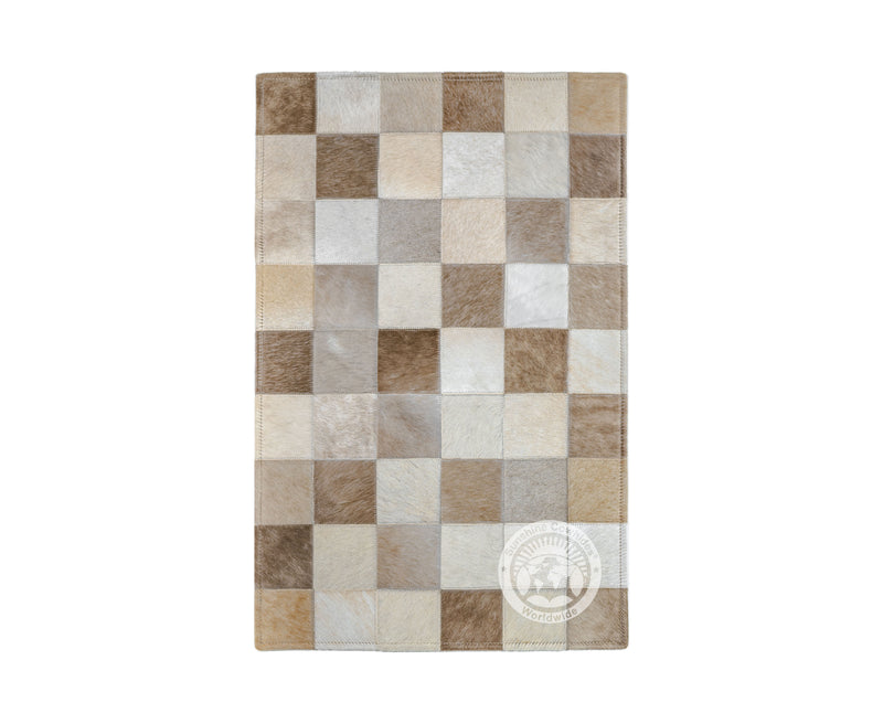 Taupe/Champagne - 22 X 34" Designer Rug - Squares