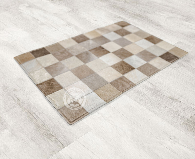 Taupe/Champagne - 22 X 34" Designer Rug - Squares