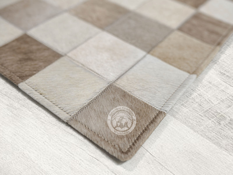 Taupe/Champagne - 22 X 34" Designer Rug - Squares