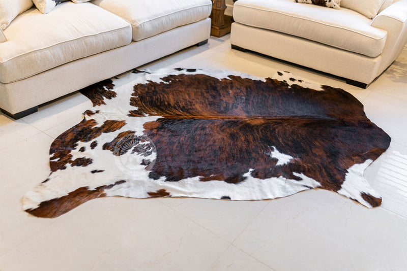 Brindle Dark White Belly Cowhide Rug